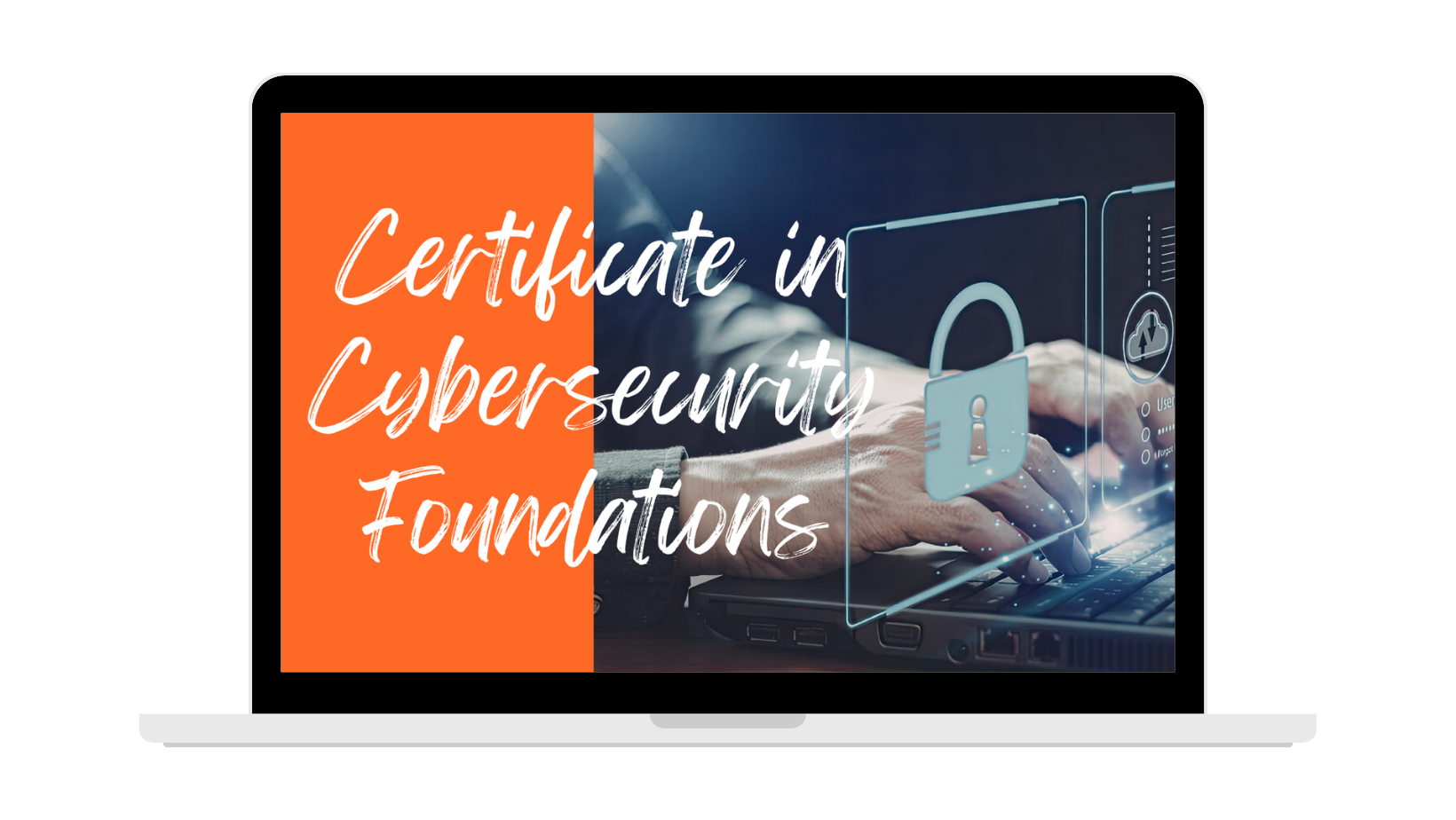 Laptop Computer with Certificate In Cyber Security Foundations image on Monitro Screen
