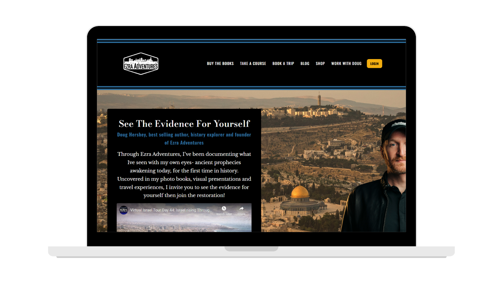 Doug Hershey Ezra Adventures Image on Laptop Monitor