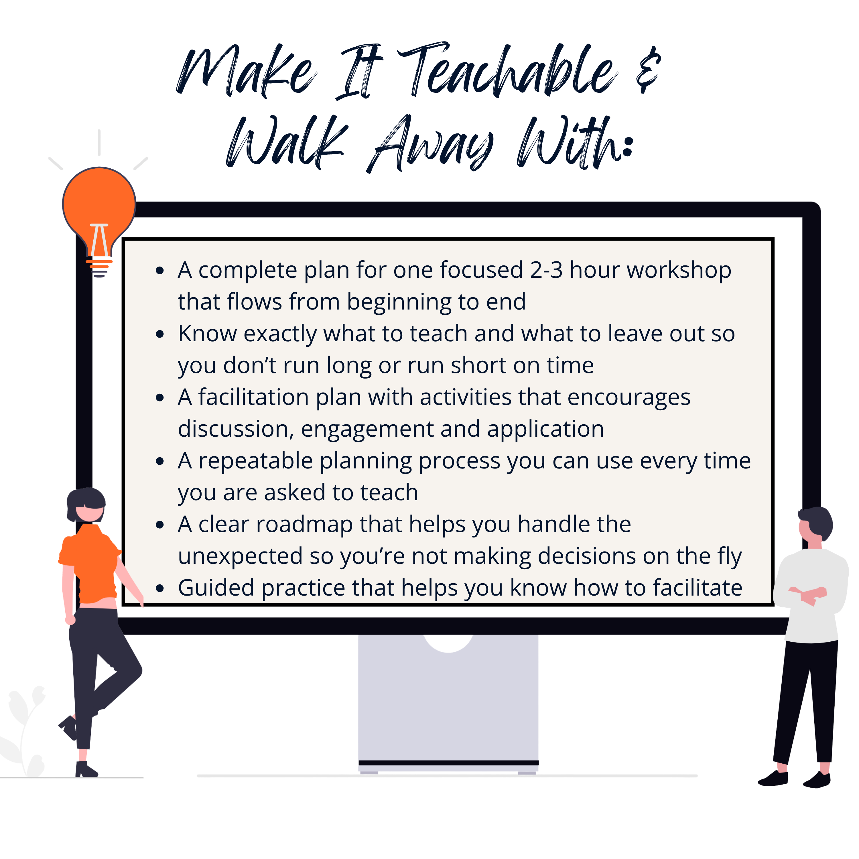 Make It Teachable List Of What Prospective Client Walks Away With