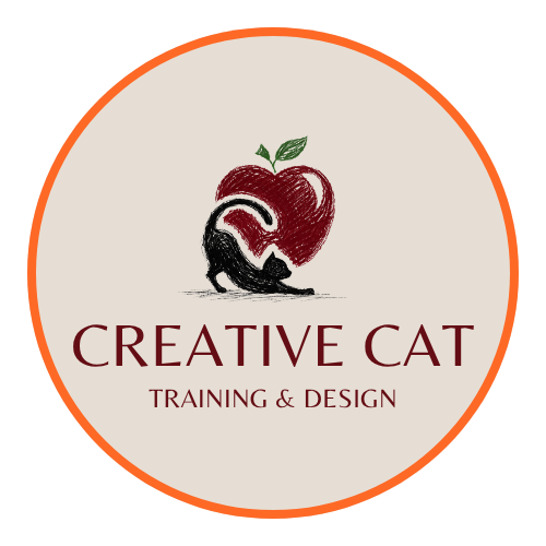 Cat & Apple Inside Large Circle with Cream Background