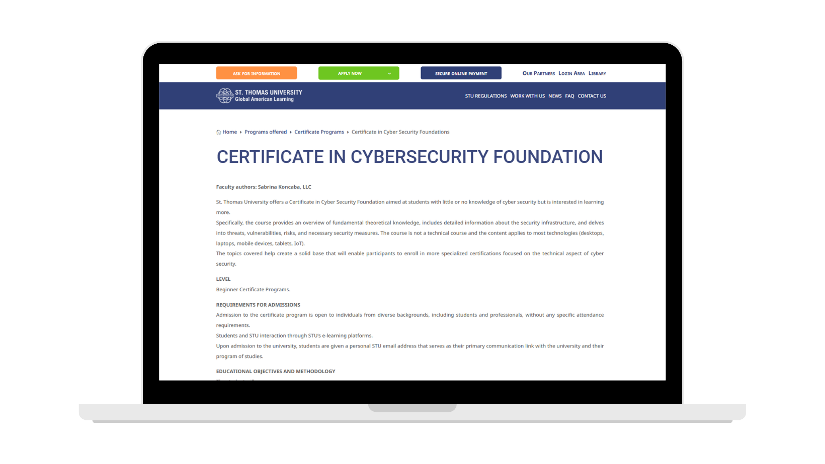 Laptop with Certificate In Cyber Security Foundations by Sabrina Koncaba Image